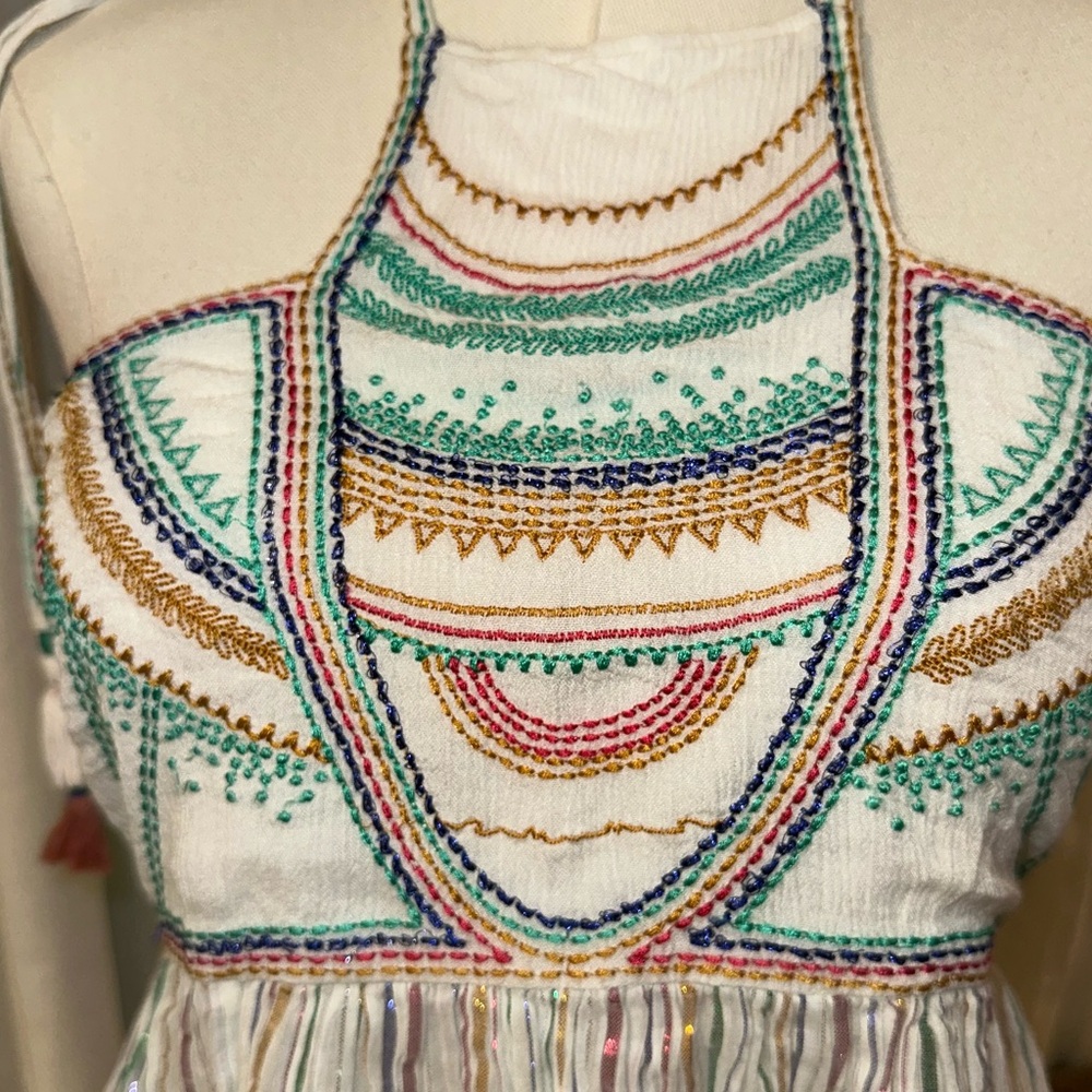 Colorful Embroidered Halter Dress - Picture 5 of 7